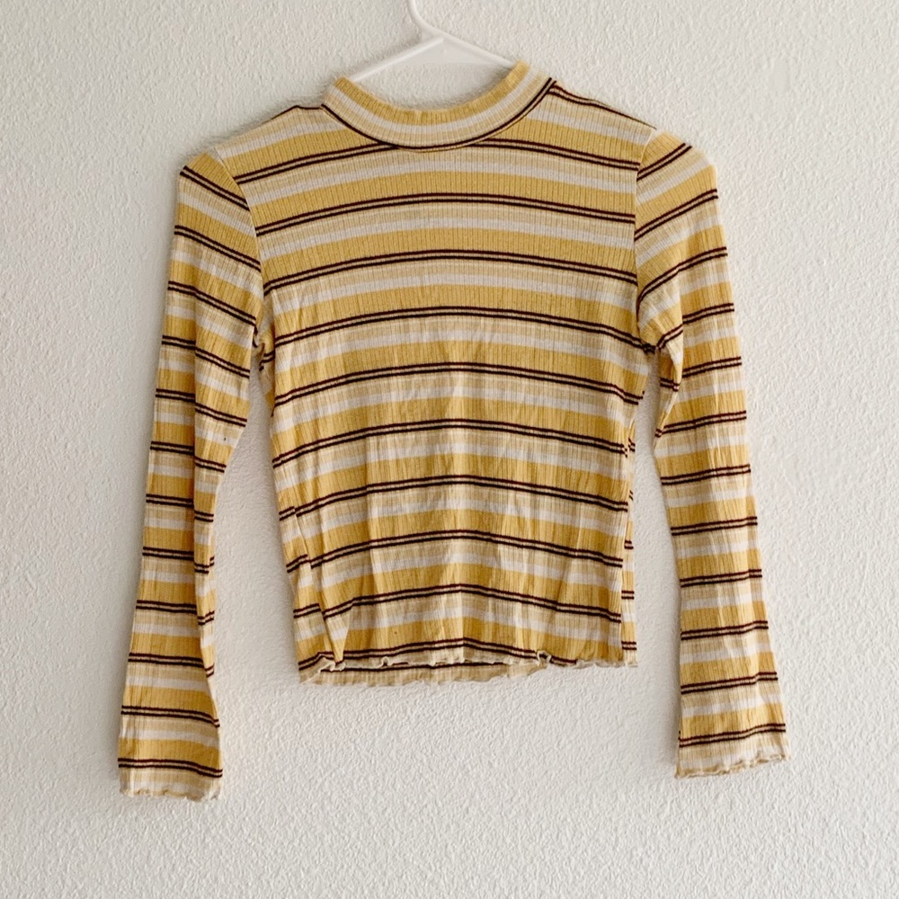 Girls Ribbed Knit Long Sleeve Striped Top